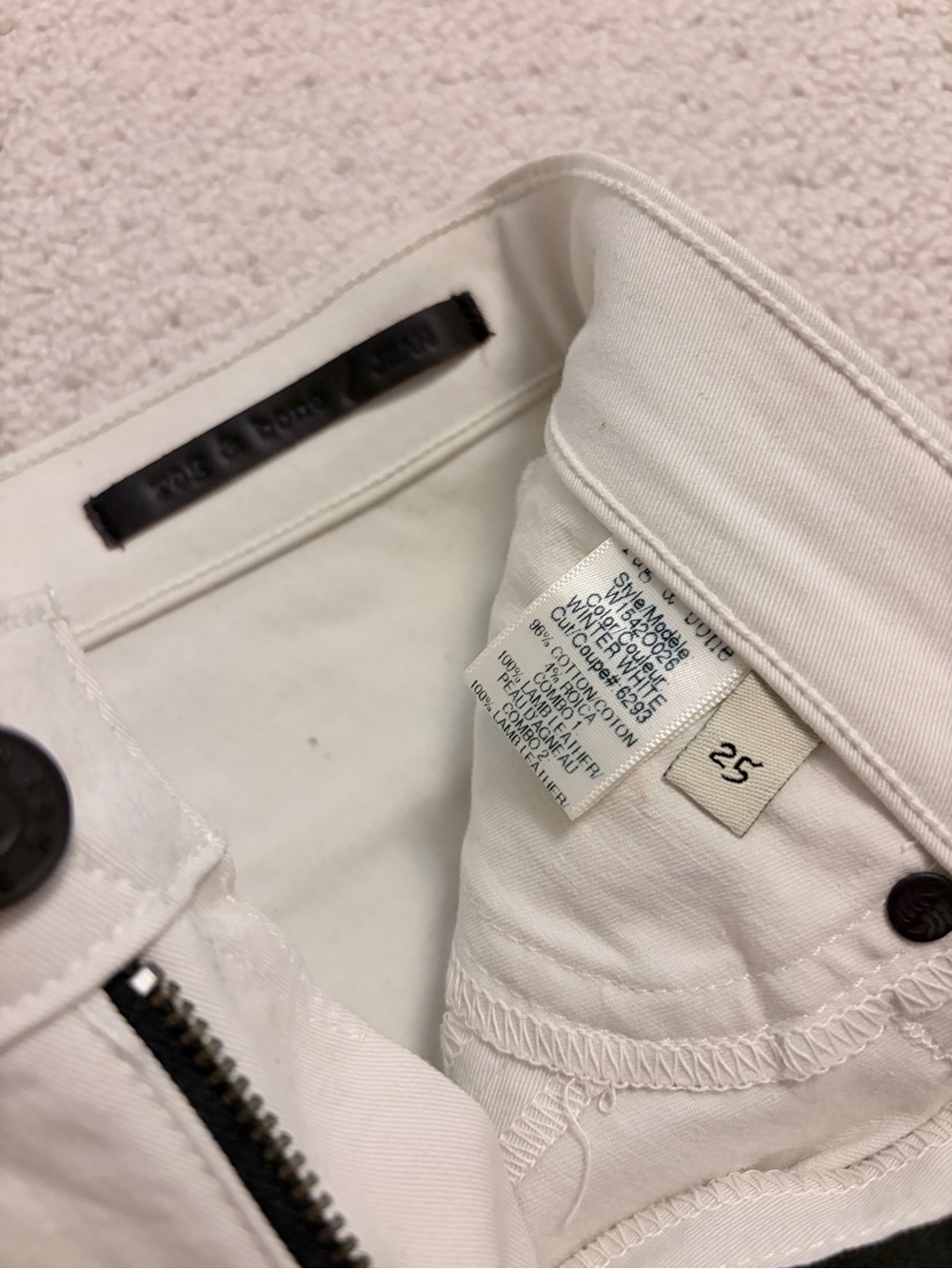 Rag & Bone The Split Colorblock Skinny Jeans Size 25 Black White Made USA - Picture 6 of 6